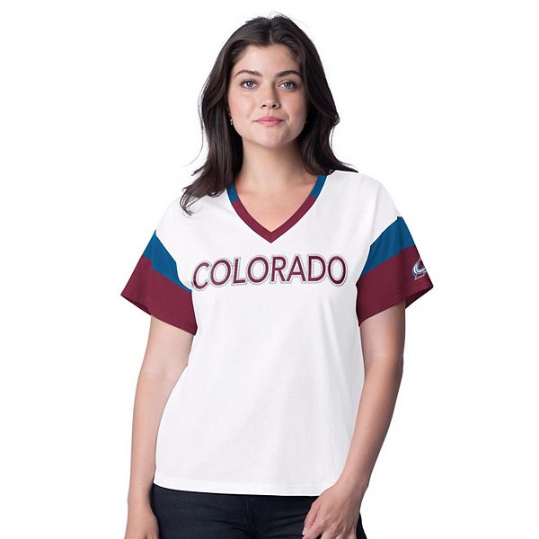 

Женская белая футболка Colorado Avalanche Rink с V-вырезом и стразами G-Iii 4Her By Carl Banks, Белый, Женская белая футболка Colorado Avalanche Rink с V-вырезом и стразами G-Iii 4Her By Carl Banks