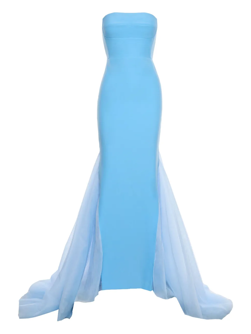 

Длинное платье без бретелек с разрезом «рыбий хвост» от Ariana V:PM ATELIER, синий