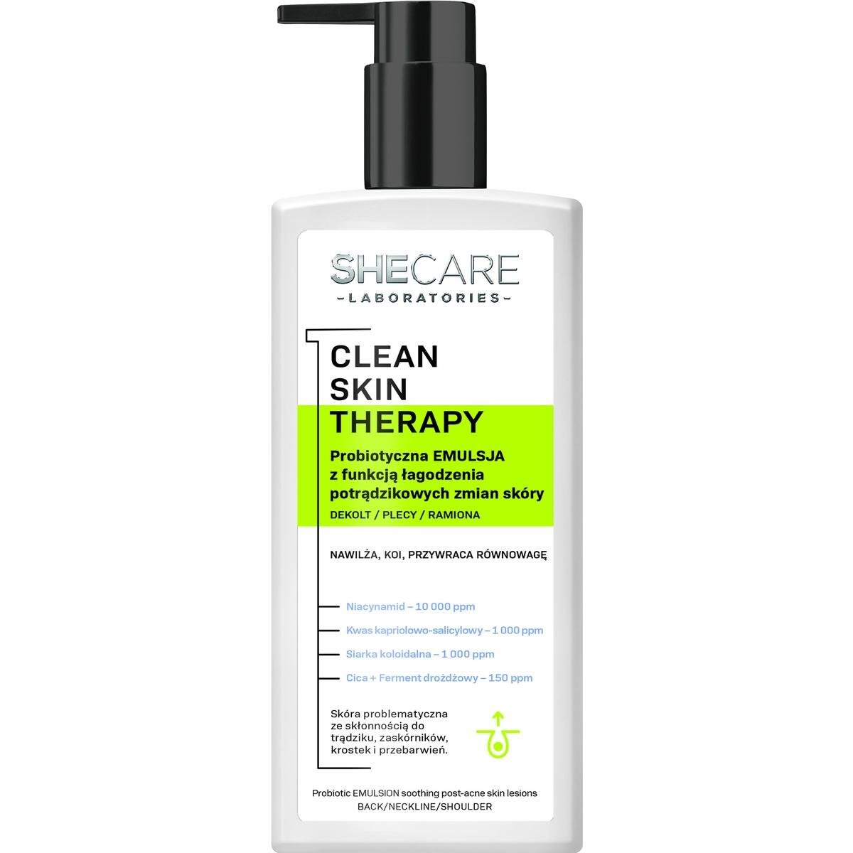 

SHE, Shecare Clean Skin Therapy, эмульсия для тела с пробиотиками, 225 мл