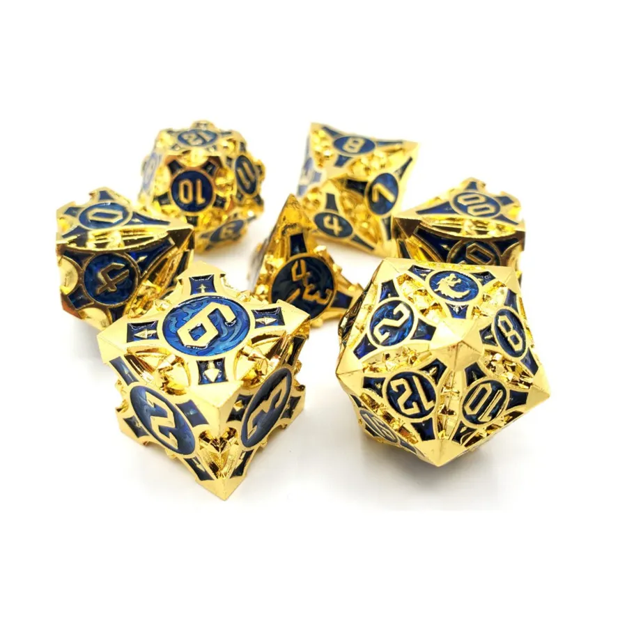 

Набор Poly — золото с синим (7), Metal Dice - Gnome Forged