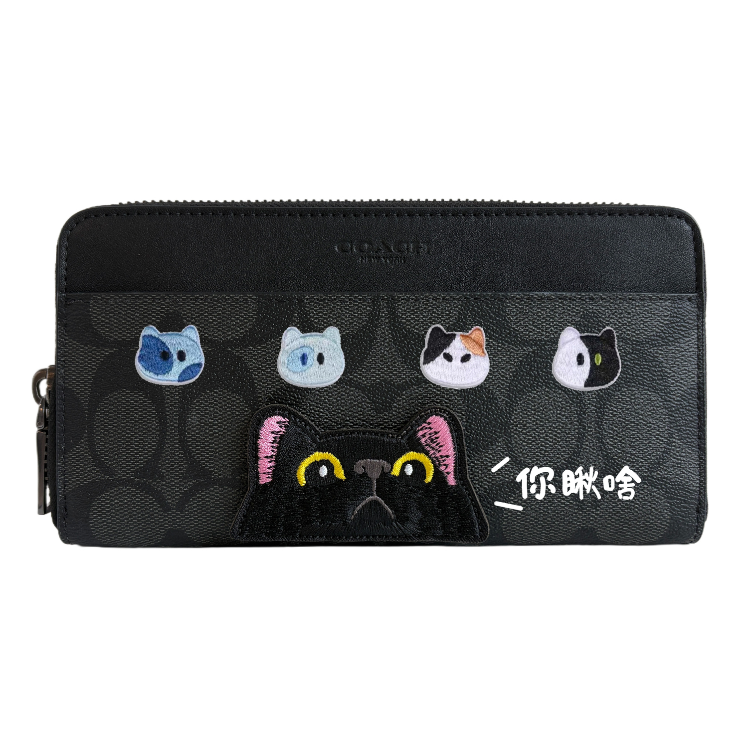 

COACH Кошелек-аккордеон Coated Canvas Unisex Gray Black