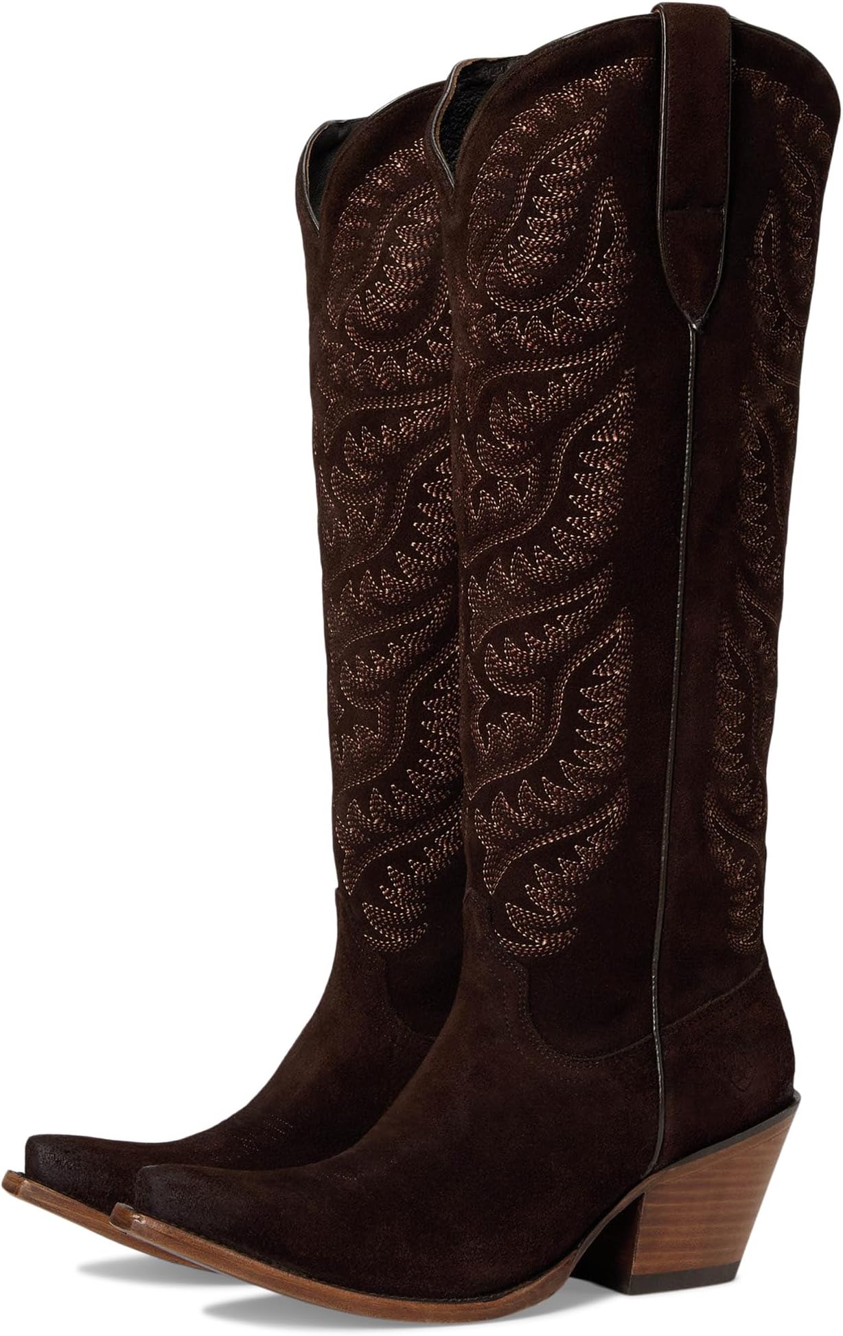 Женские ковбойские сапоги Ariat Laramie замшевые с вышивкой, шоколадный