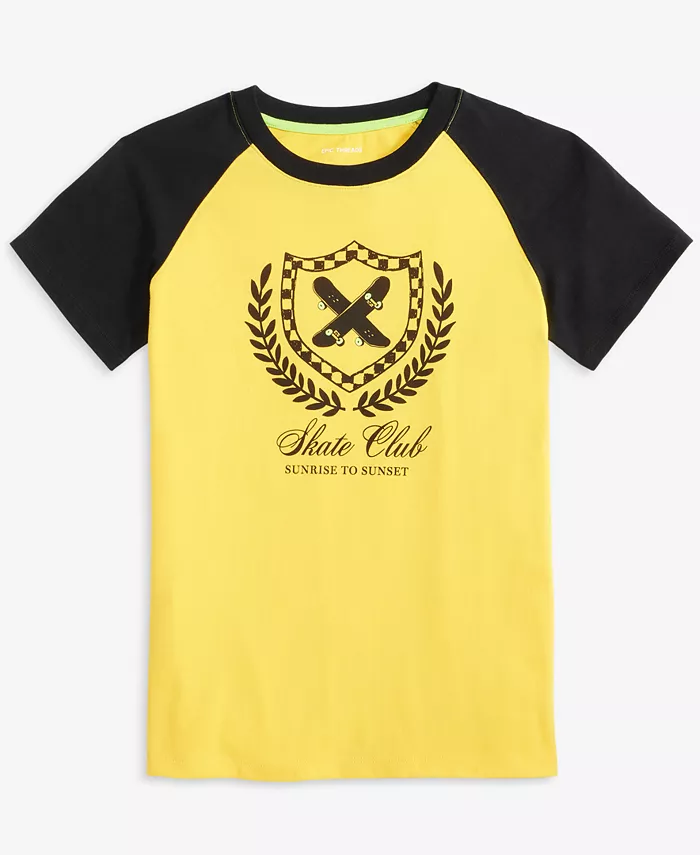 

Футболка с регланными рукавами и цветными блоками Little & Big Boys Skate Club Epic Threads, желтый