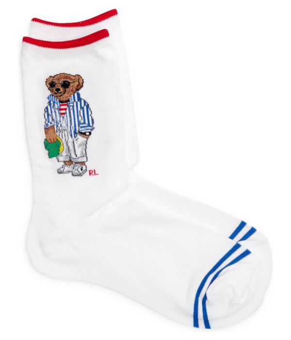 

Носки весенние медведь-крю Polo Ralph Lauren, белый