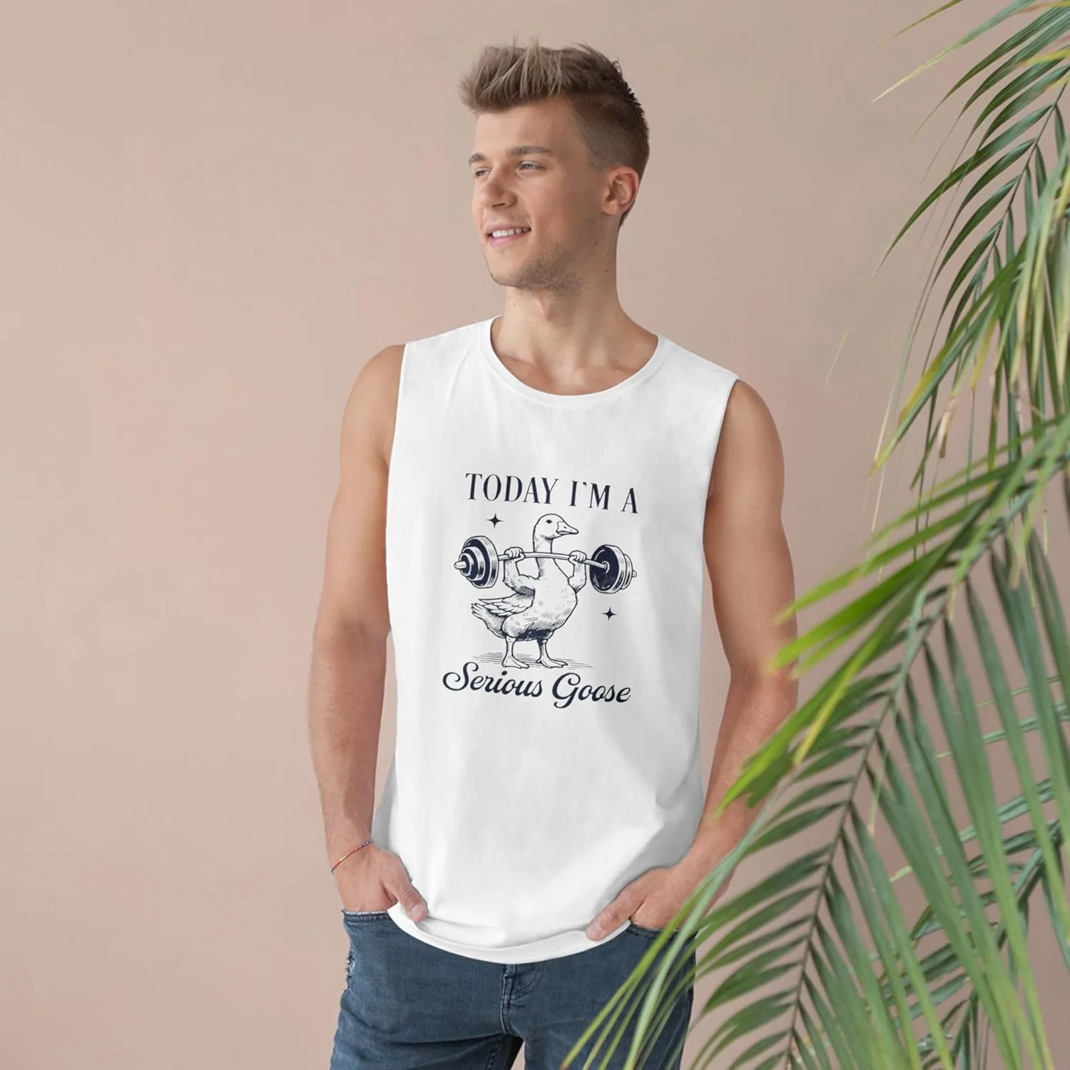 Майка Serious Goose Tank - спортивная футболка унисекс, забавная футболка для тренировок, майка в стиле Barnard GENERIC, белый — фото 3