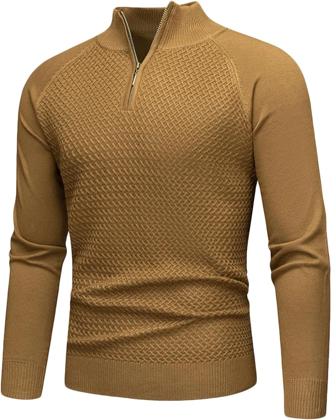Мужской свитер с четвертью молнии Slim Fit с длинным рукавом — фото 2