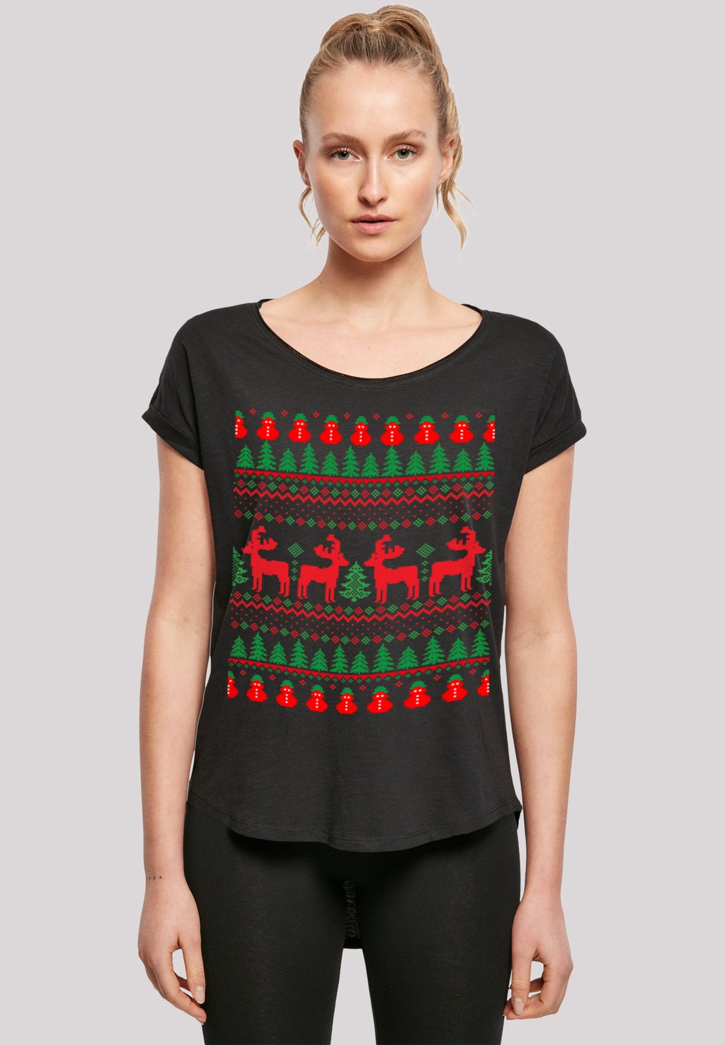 

Футболка с принтом CHRISTMAS REINDEERS WEIHNACHTEN MUSTER F4NT4STIC, черный