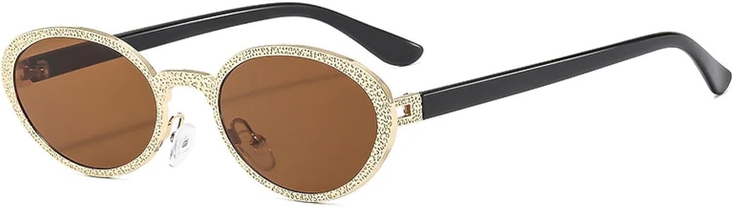 

Премиальные овальные металлические солнцезащитные очки премиум-класса для женщин и мужчин, в винтажном стиле, для летних путешествий, с защитой от солнца UV400 TKKTLLT, Gold Brown