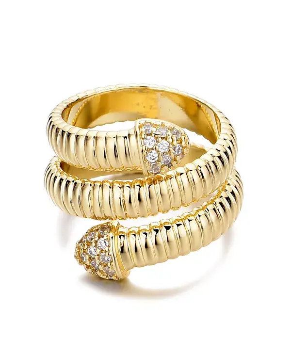 

Кольцо-Виток с золотым кубическим цирконием Adornia, gold