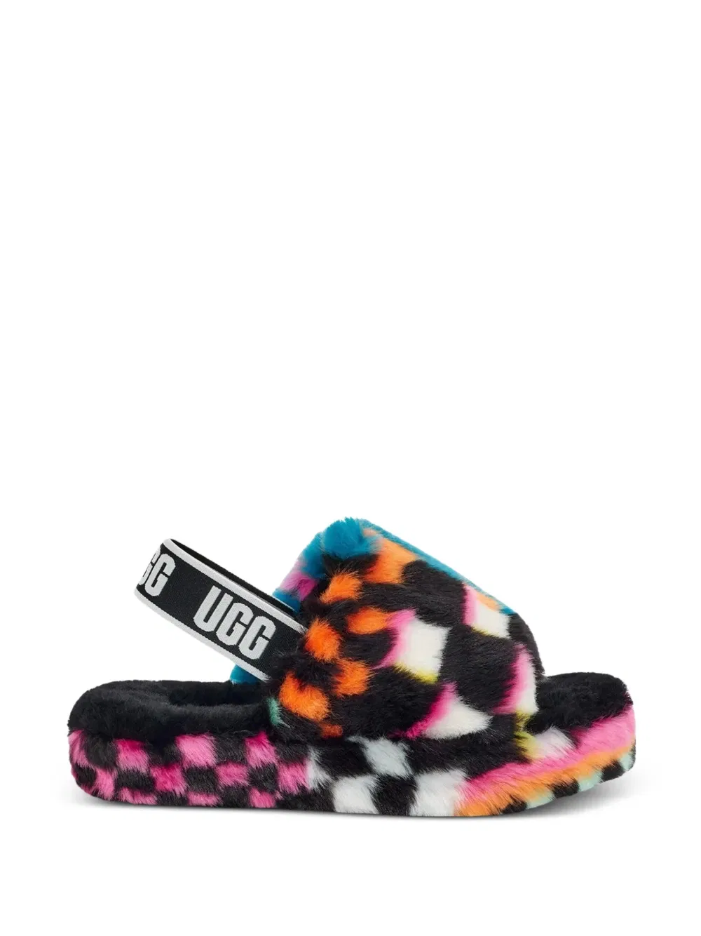 Пушистые клетчатые сандалии Ugg Kids, черный