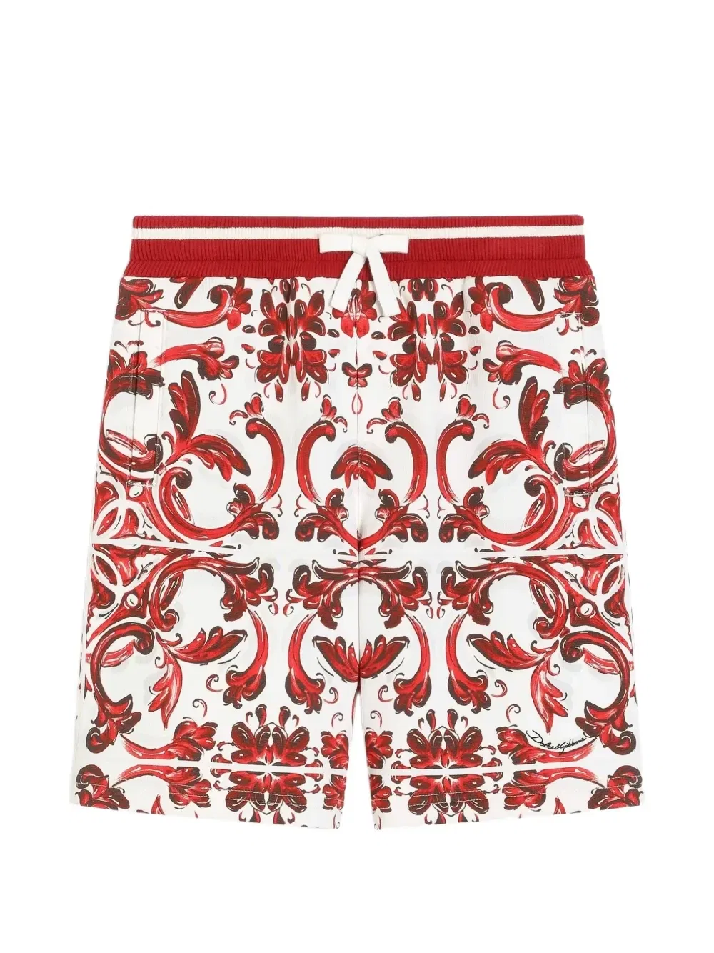 Бермуды из флиса с принтом Majolica Dolce & Gabbana Kids, белый