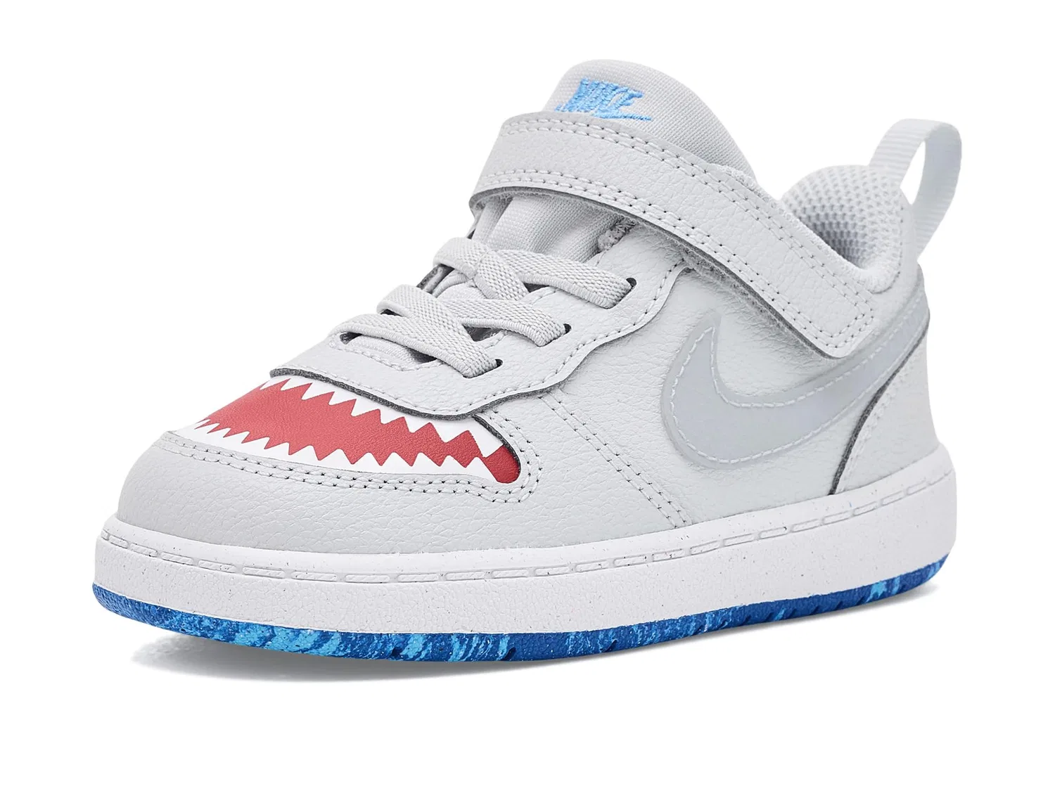 Кроссовки Court Borough Low (для младенцев и малышей) Nike Kids, Pure Platinum/Wolf Grey/University Red/Game Royal/Football Blue