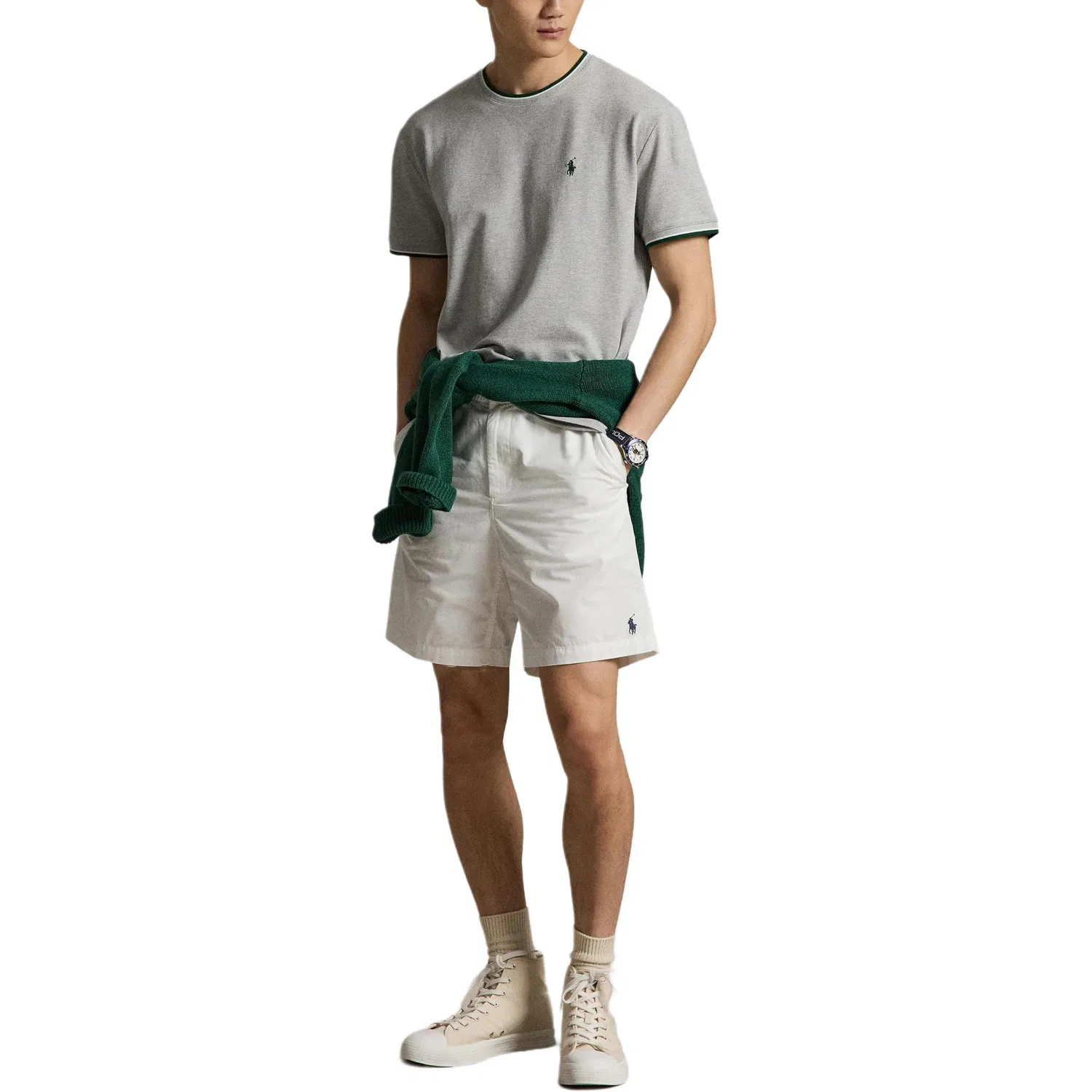 Мужская футболка с круглым вырезом Хлопковая Polo Ralph Lauren, Gray — фото 4