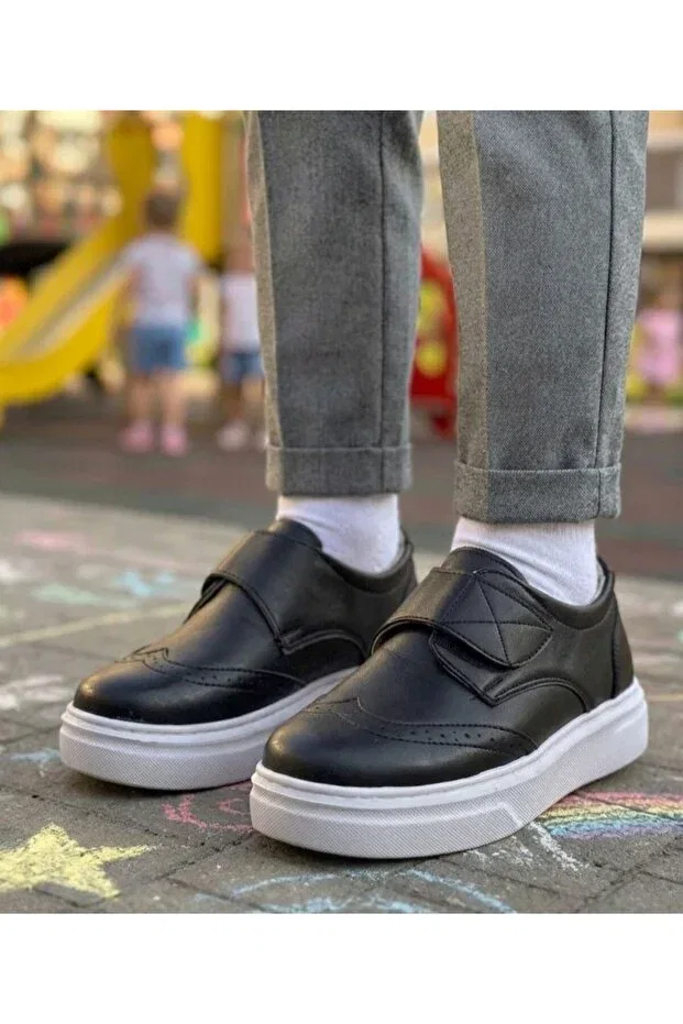 Детские кеды для мальчиков на липучке Surpie Shoes, Black