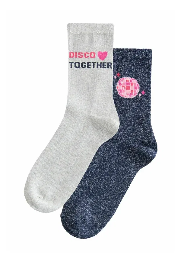 Носки 2 пары с блестками Disco together slogan sparkle ankle socks Next, navy blue, темно-синий