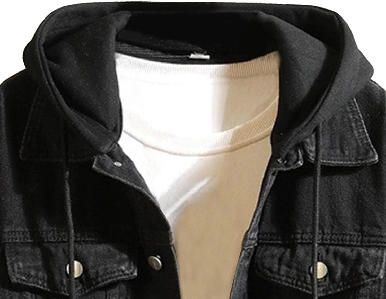 Мужская джинсовая куртка с капюшоном, Slim Fit, чёрный — фото 2