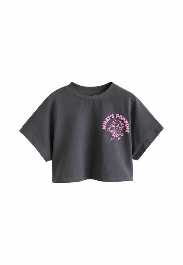 Футболка с принтом Regular fit Next, charcoal grey popcorn, серый