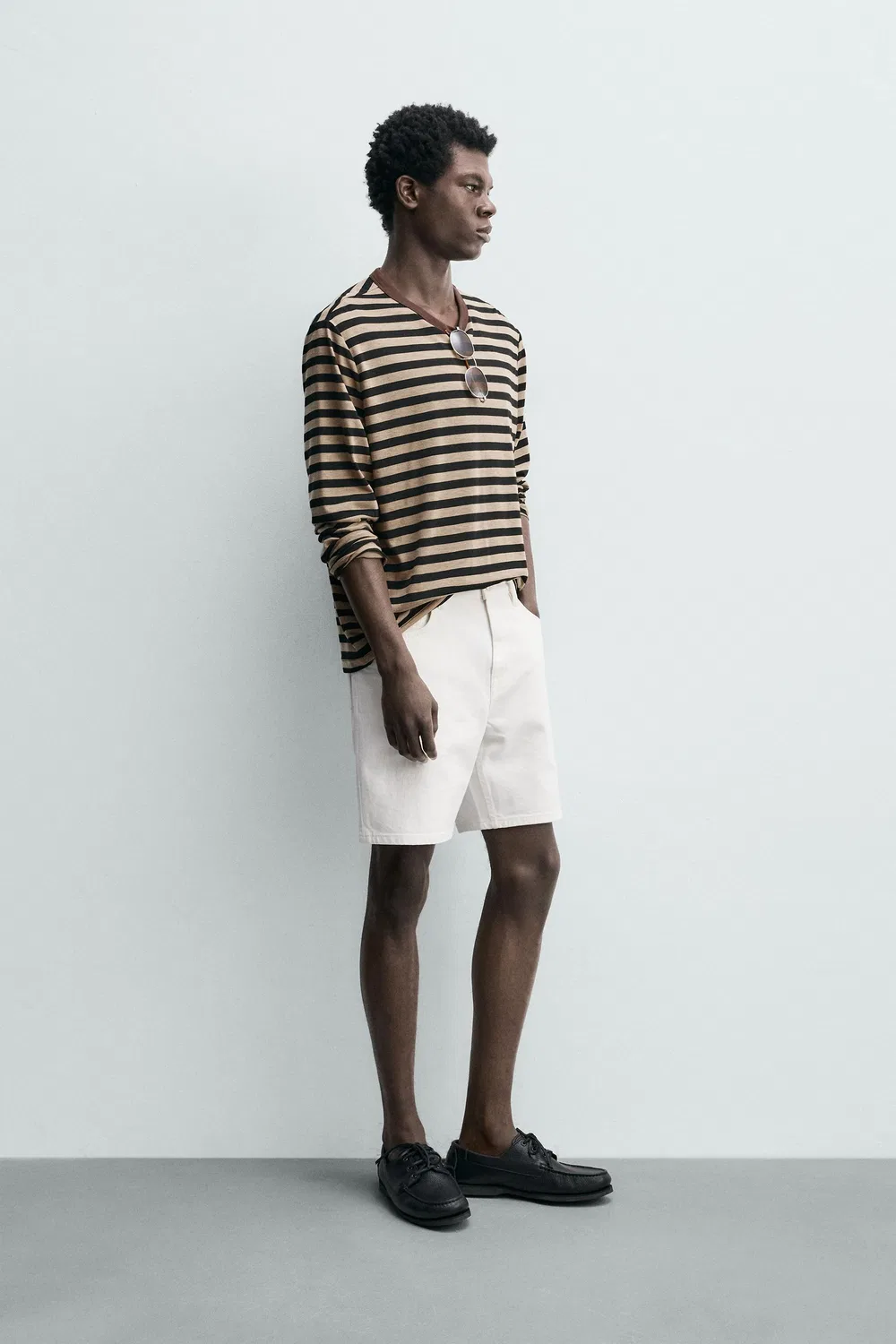 ДЖИНСОВЫЕ ШОРТЫ СТАНДАРТНОГО КРОЯ-БЕРМУДА ZARA, White — фото 4
