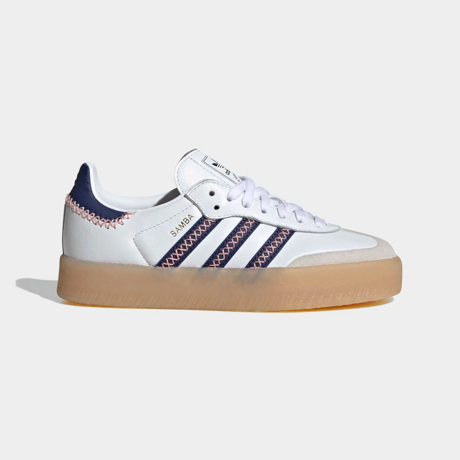 Детские кроссовки с тремя полосками Adidas Originals, Cloud White/Dark Blue/Glory Pink — фото 2