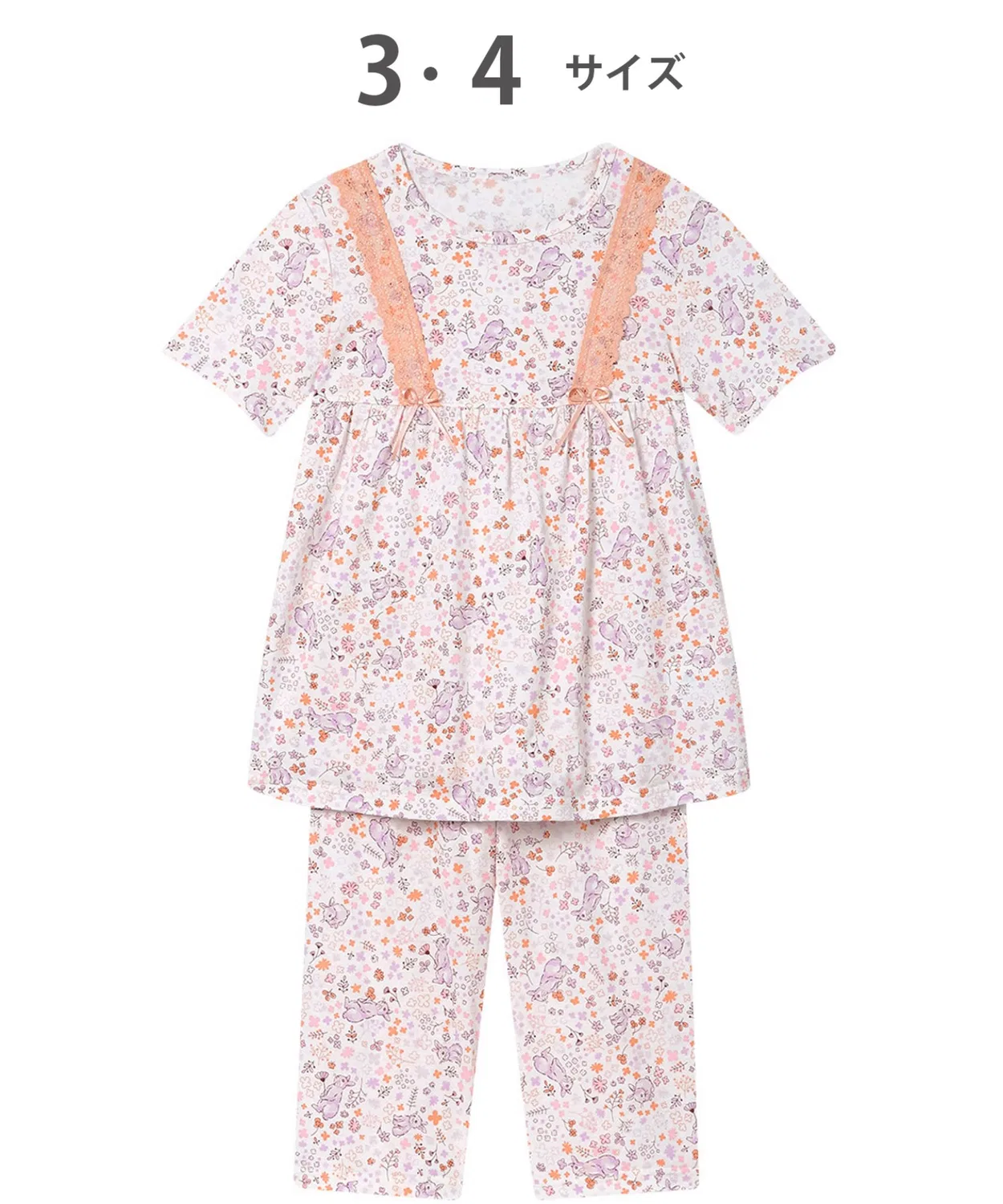 Детская пижама для девочек хлопковая с принтом WACOAL KIDS BABY, Purple — фото 3