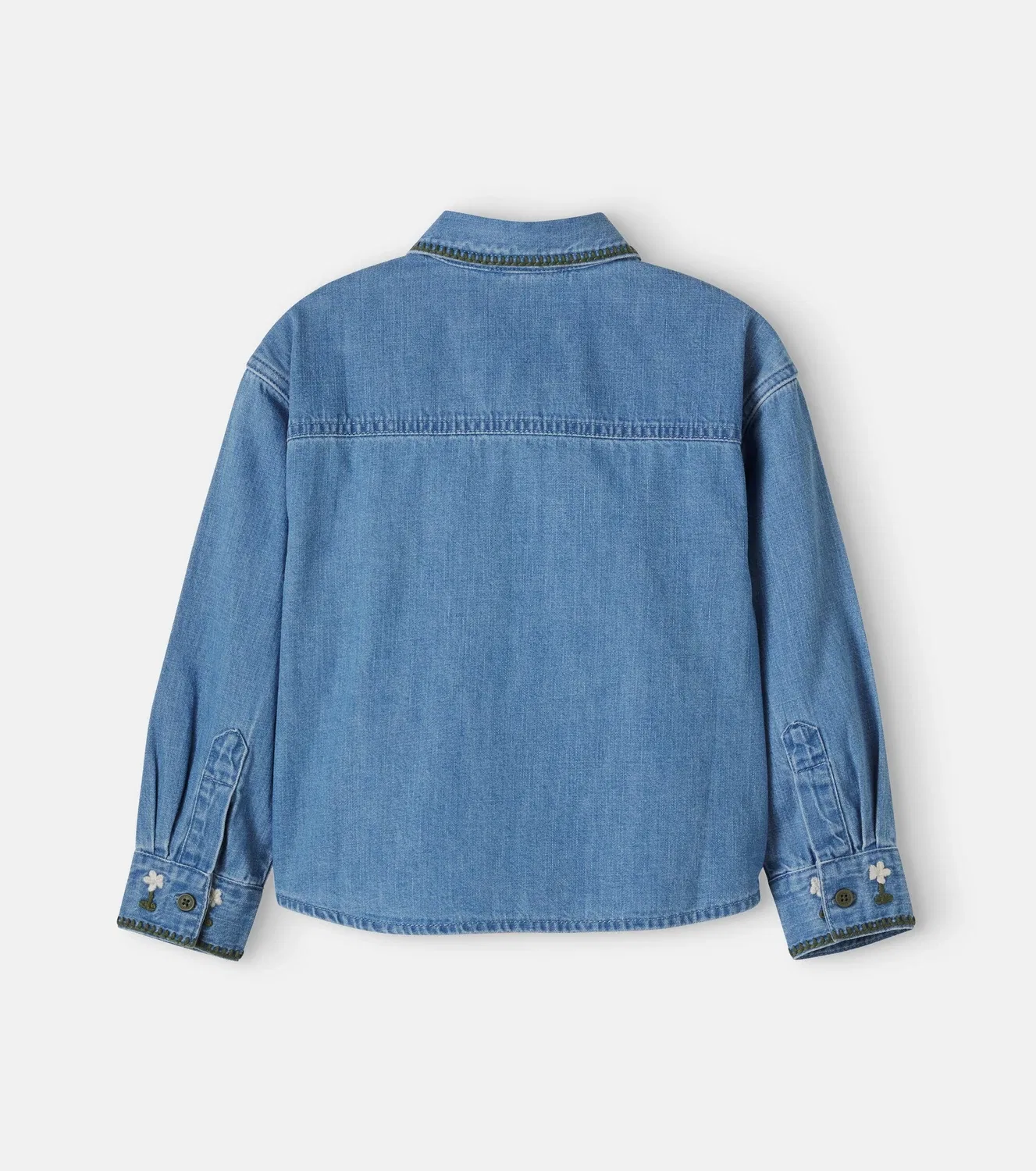 Джинсовая рубашка с цветочным принтом, Stella Mccartney Kids, синий — фото 3