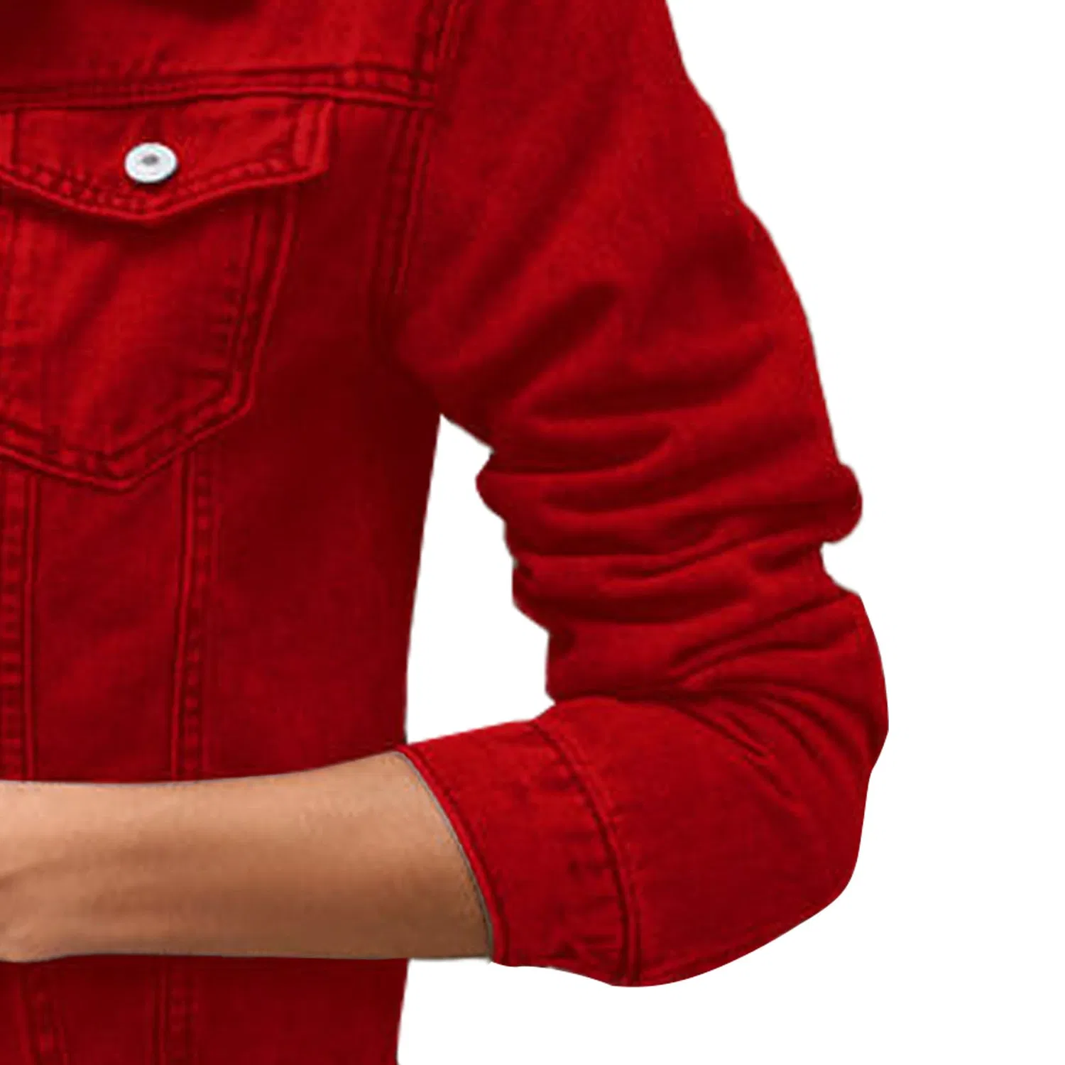 Женская джинсовая куртка с длинным рукавом, стрейч, Slim Fit, Rosso — фото 3
