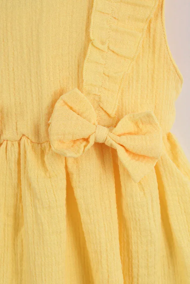 Детское платье для девочек с бантом Pollito, Yellow — фото 3