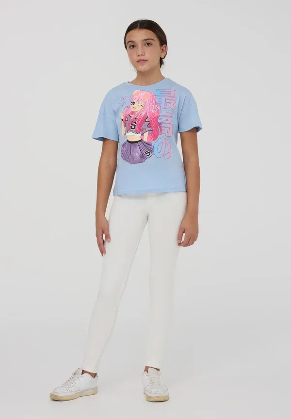 Футболка с принтом, хлопок, Print t-shirt Terranova, Azzurro Chiaro, светло-голубой