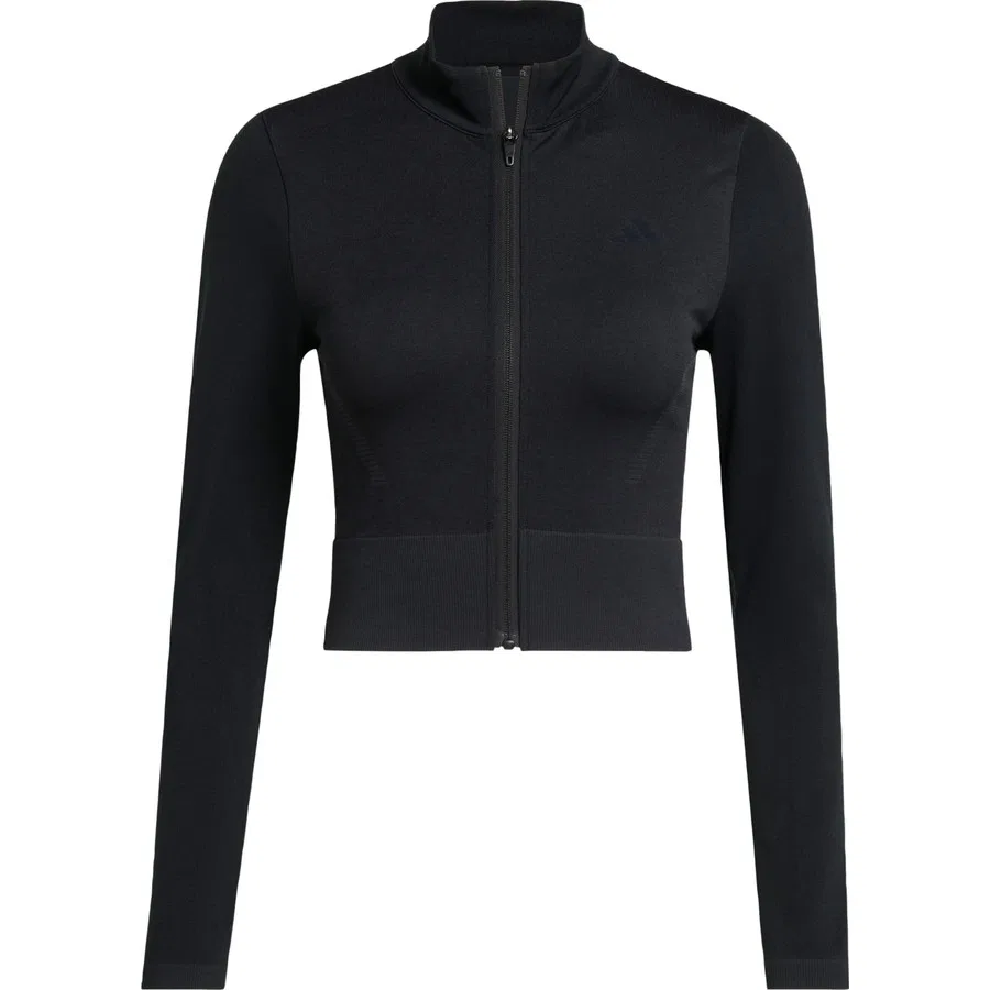 Куртка спортивная с длинным рукавом Performance JX3900 Workout Essentials Full-Zip Knit Jacket adidas, Черный — фото 3