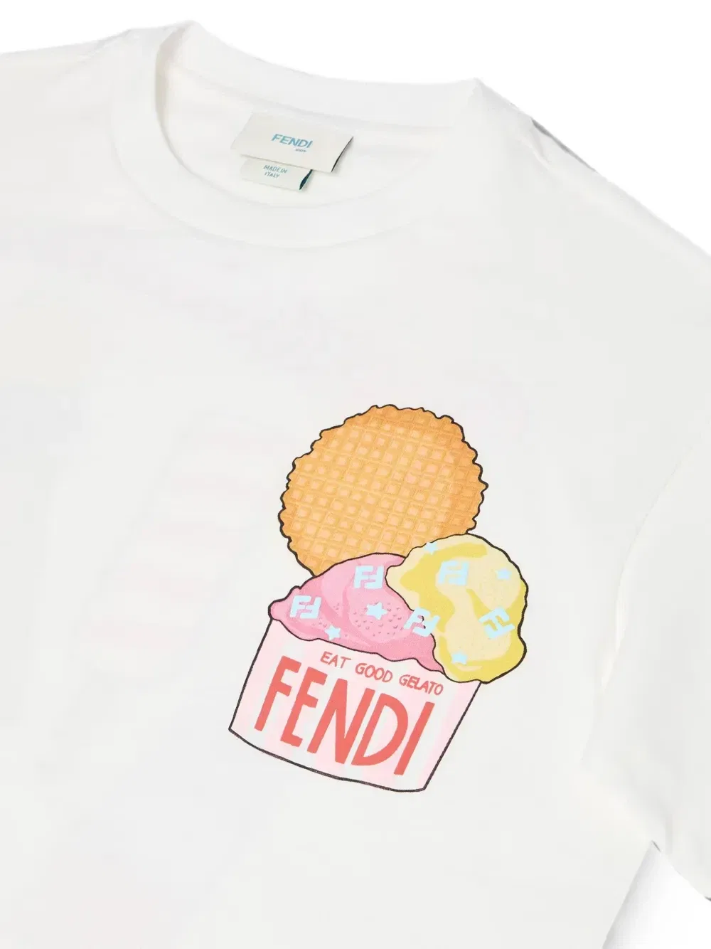 Футболка Fendilicious с графическим принтом Fendi Kids, белый — фото 3