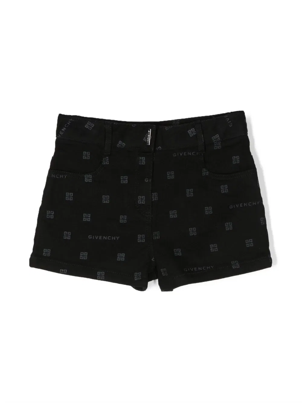 Джинсовые шорты с принтом 4G Givenchy Kids, черный