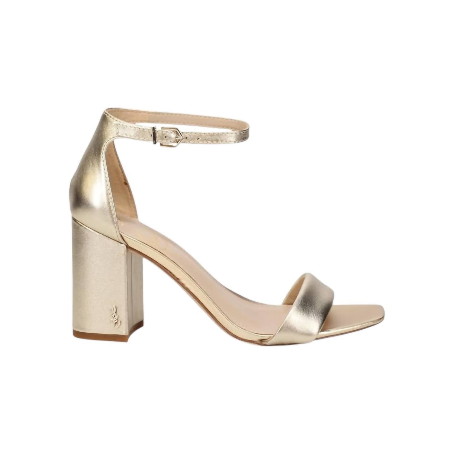 Женские туфли Daniella Leather Block Heels из золотистой кожи Sam Edelman, золотой — фото 2