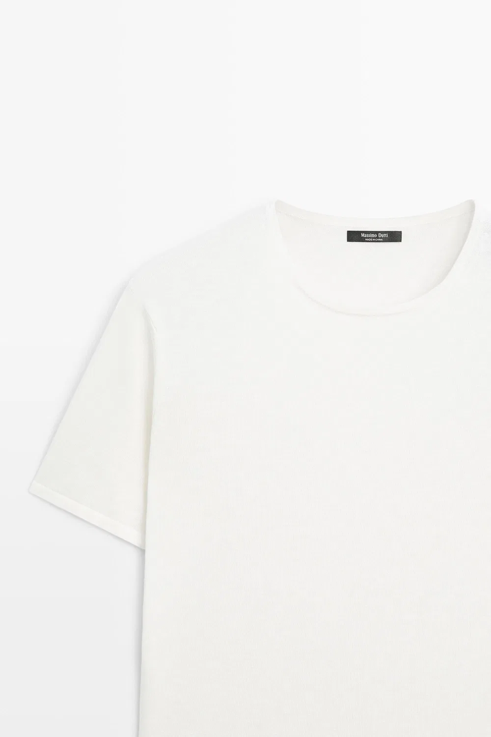 Свитер Massimo Dutti Cotton Blend Knit Short-Sleeve, кремовый — фото 4
