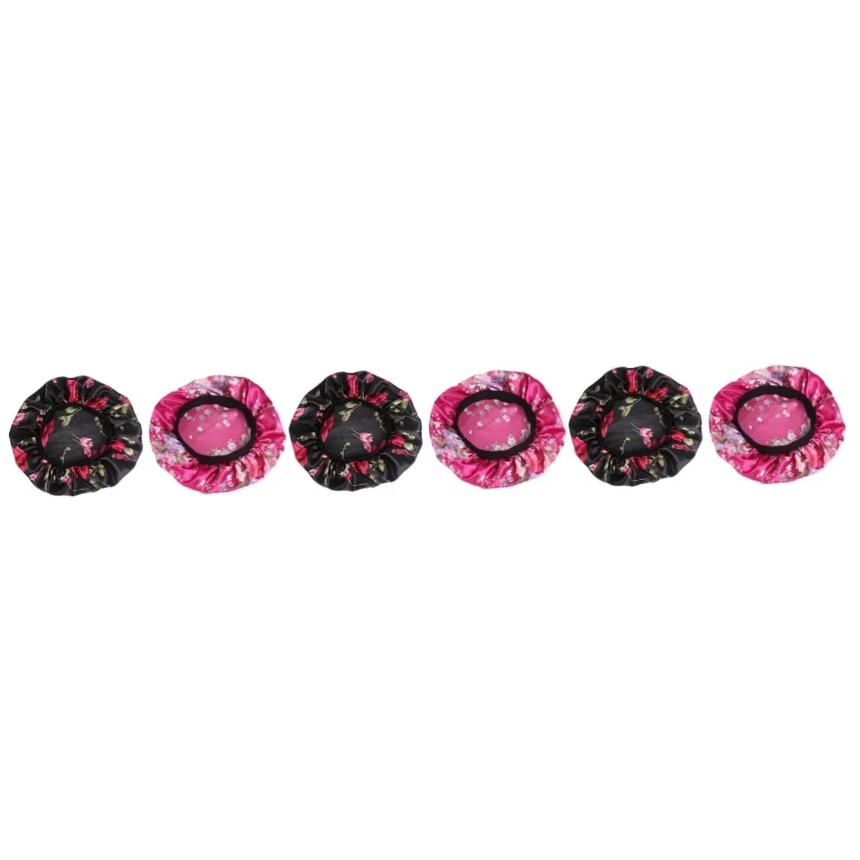 Шапочка для душа 6 Pieces, FRCOLOR, Black Floral Pattern, Rose Red Floral Pattern