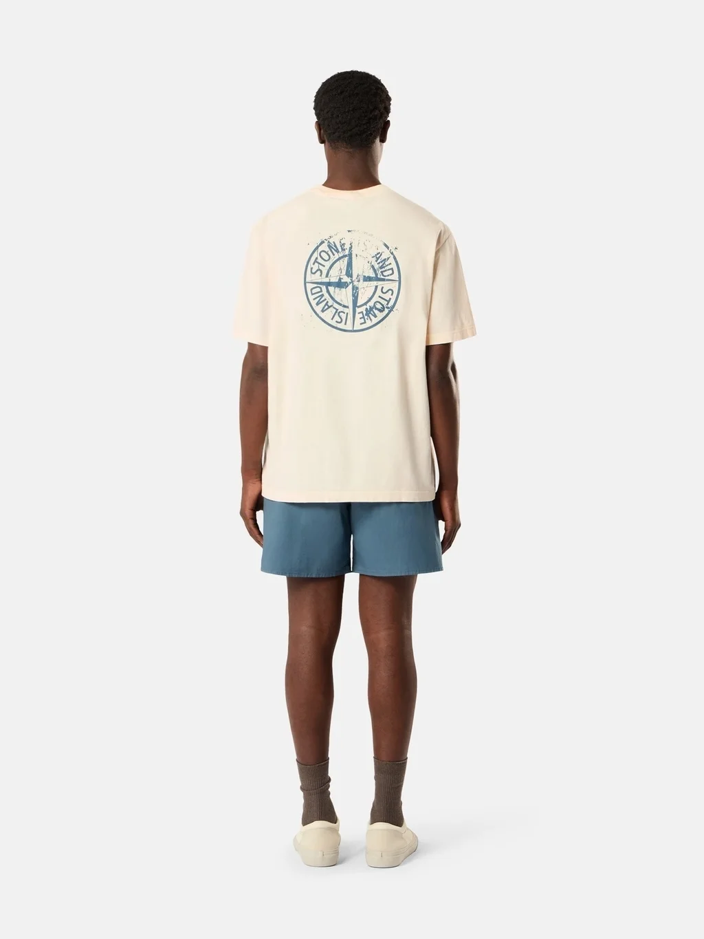 Мужская футболка Stone Island Regular-fit With ‘mud’ Print, айвори — фото 4
