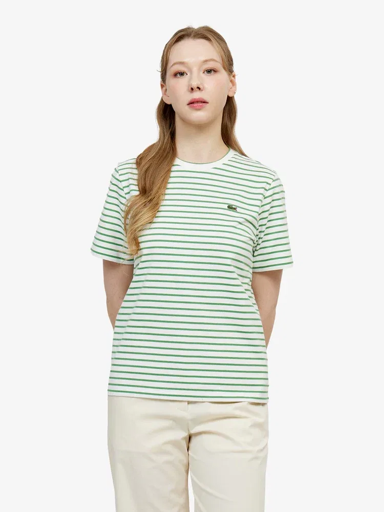Футболка LACOSTE TF262E, в полоску, Apple Green
