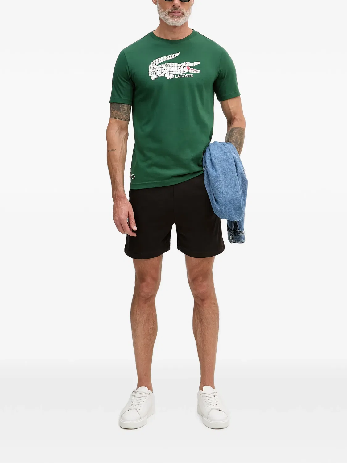 Футболка с зеленым логотипом Lacoste, зеленый — фото 2