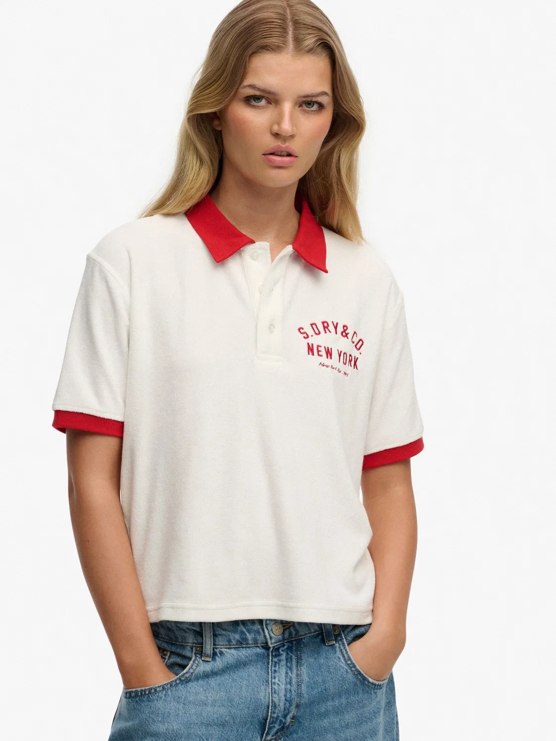Поло Superdry Heritage Terry, кремовый