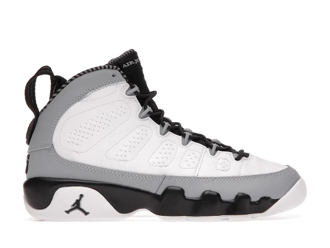 Детские кроссовки для мальчиков с повседневным стилем Jordan 9 Retro Jordan, White/Black-Wolf Grey