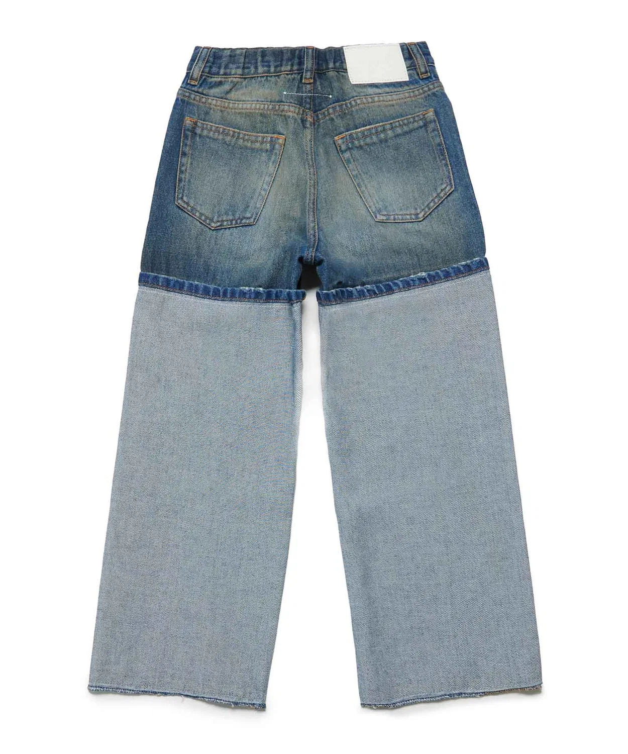 Детские джинсы с контрастной вставкой Indigo Blue MM6 Maison Margiela — фото 4