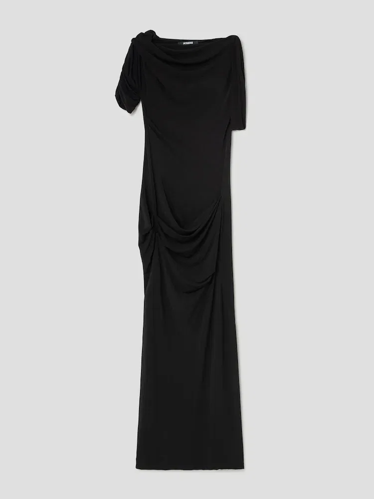 Платье асимметричное с драпировкой JACQUEMUS, Black