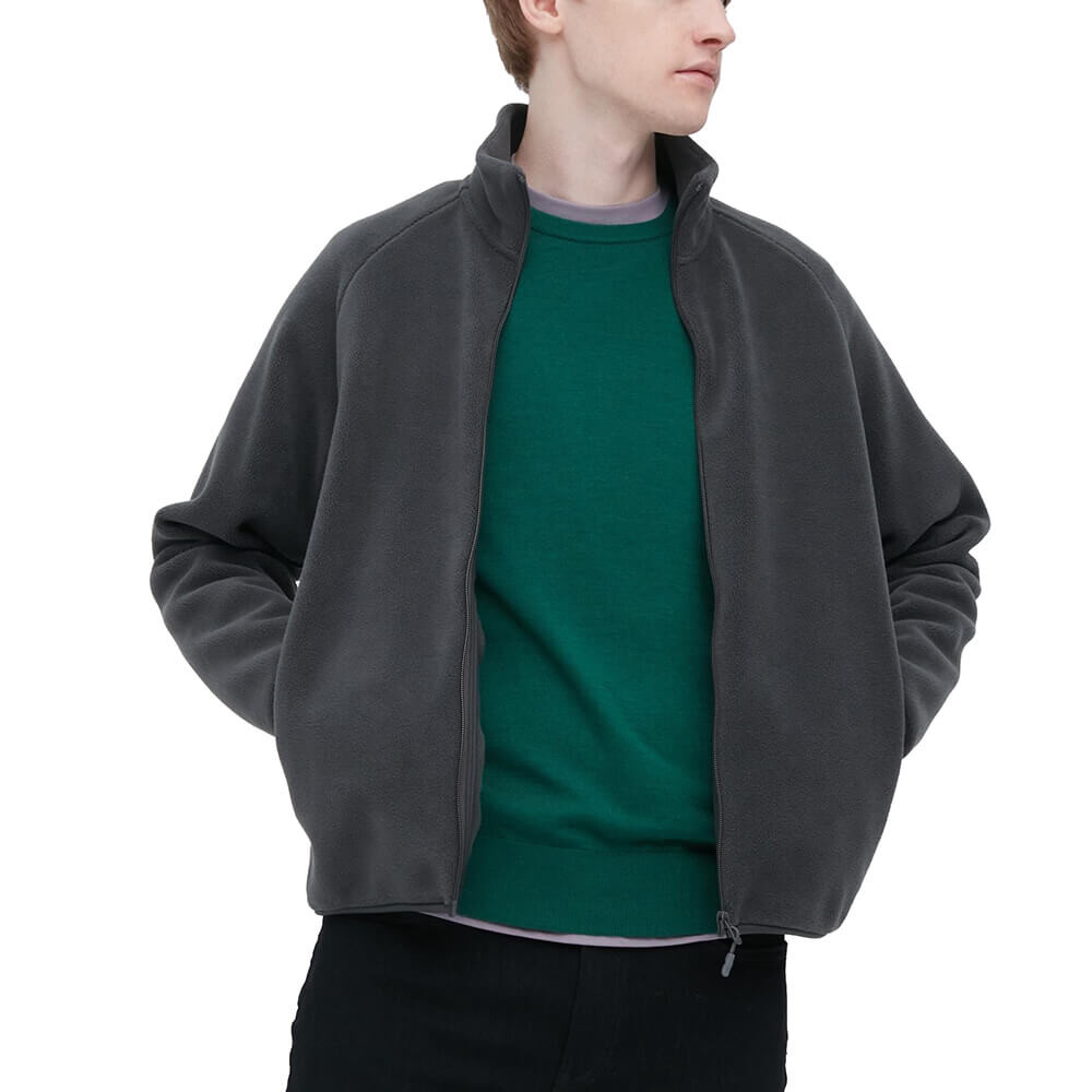 Толстовка унисекс Uniqlo Fleece Zipped, 08 темно-серый — фото 2