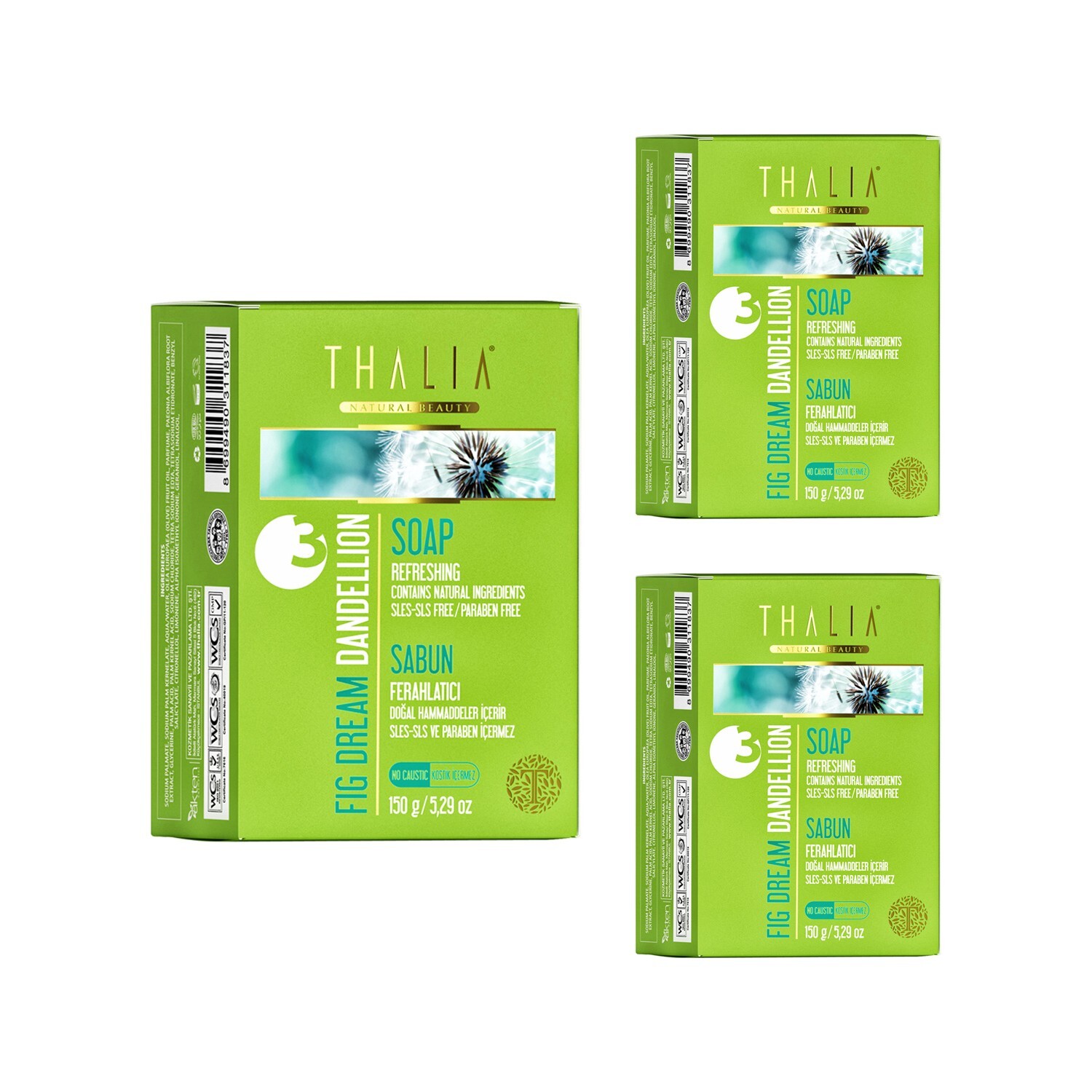 

Твердое мыло Thalia Fig Dream Dandelion с экстрактом одуванчика, 3 x 150 гр