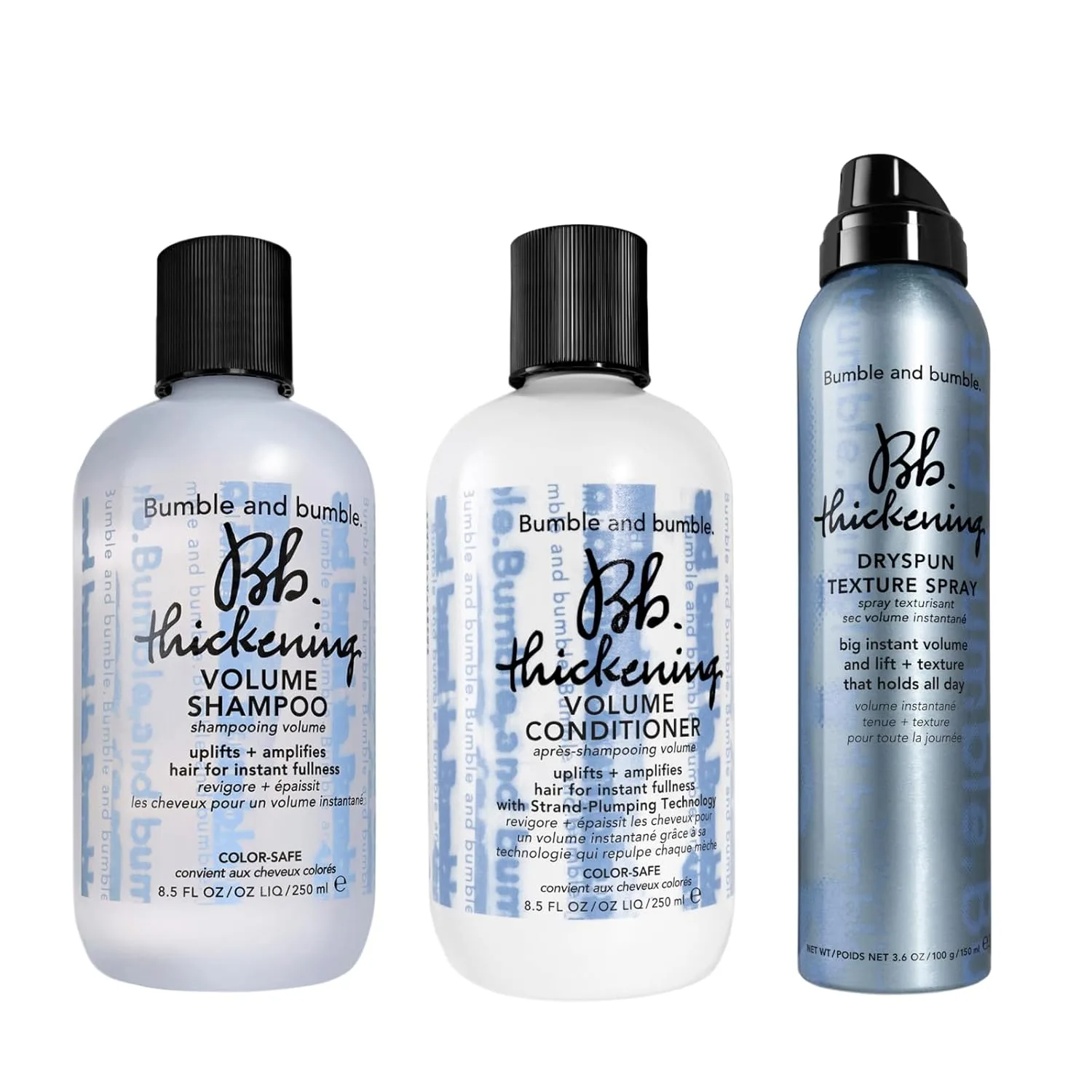 Bumble and bumble Thickening Volumizing Shampoo + Conditioner + Dryspun Texture Spray Full Size Set Bumble And Bumble.