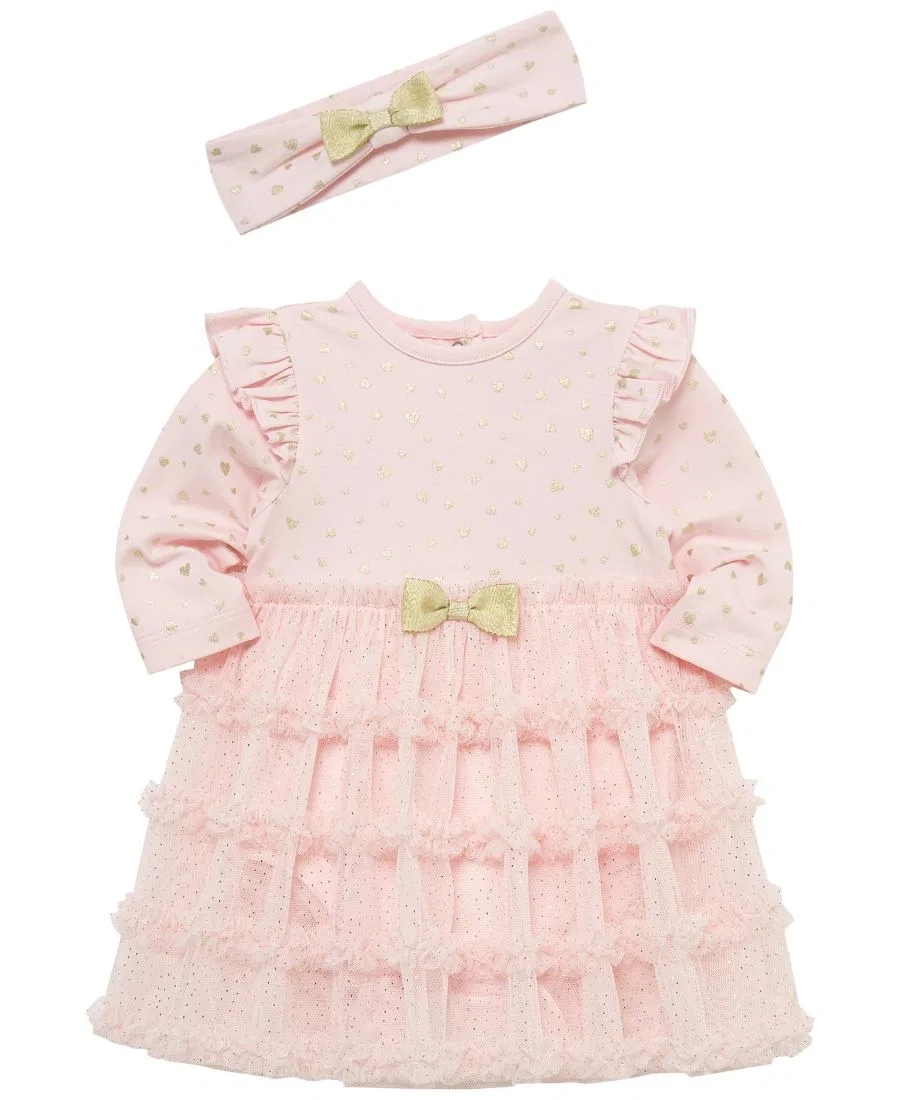 Комплект из платья и повязки на голову с принтом Heart Shine Little Me, Pink — фото 3