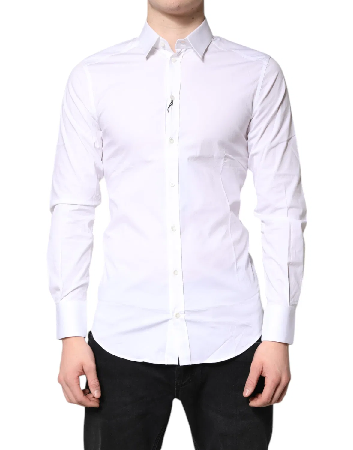 Мужская рубашка с длинным рукавом White Cotton Stretch GOLD Dress Formal Shirt Dolce & Gabbana, White