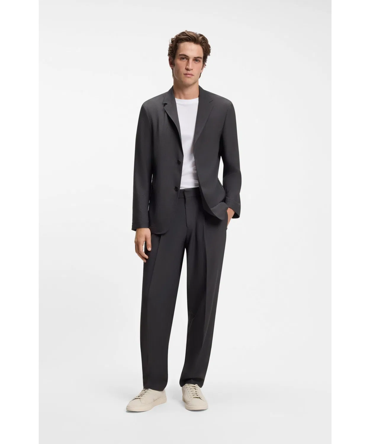 Мужской пиджак свободного кроя с стрейч-материалом BOSS, Dark Grey — фото 4