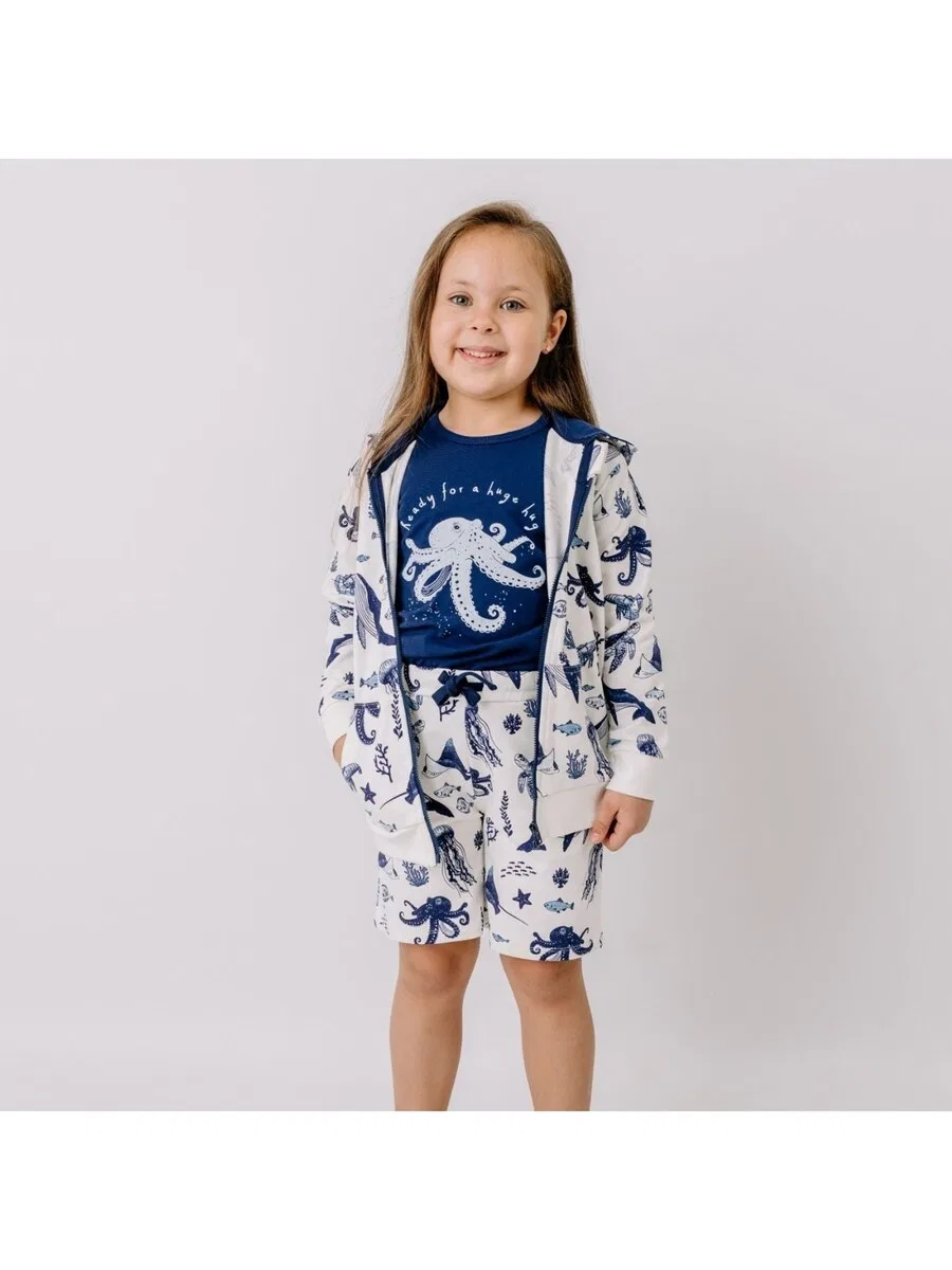Толстовка на молнии Walkiddy 'Walkiddy - Underwater World Sweat Jacket' белого цвета — фото 3
