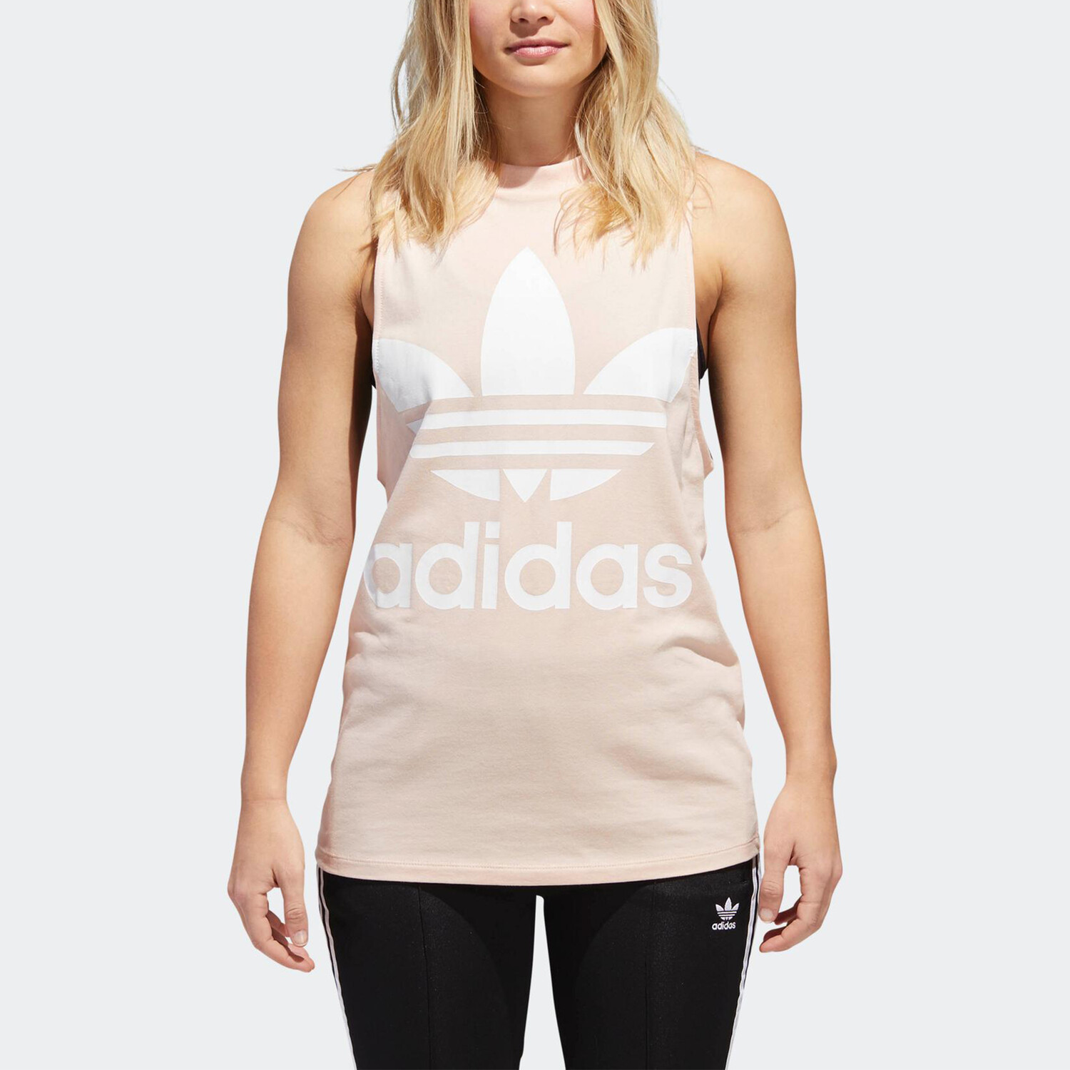 Женская майка-трилистник розового цвета Adidas Originals — фото 3