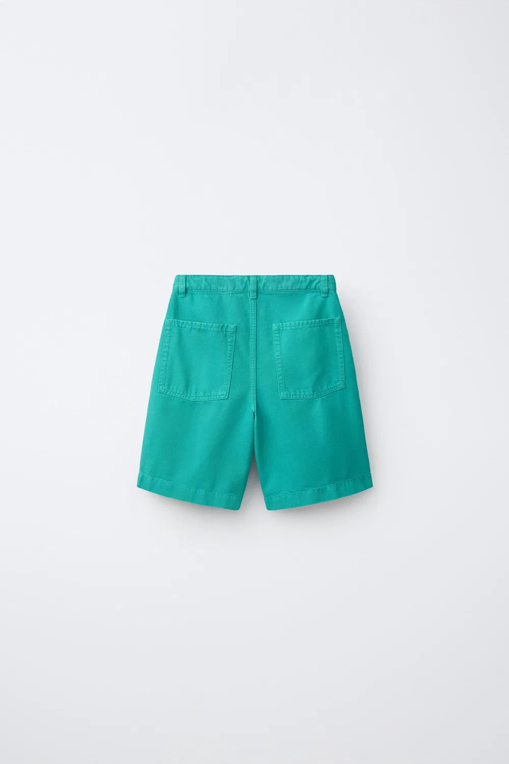 Однотонные джинсовые шорты-бермуды ZARA, Turquoise green — фото 2
